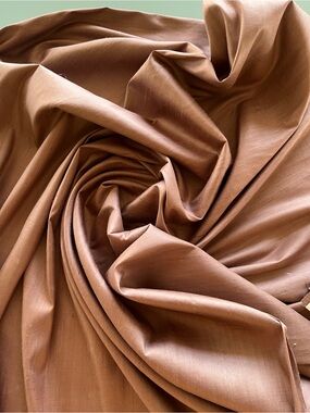 NWT Brown Copper Tassah Noil 100% Raw Silk Fabric Handwoven 42" By The Yard